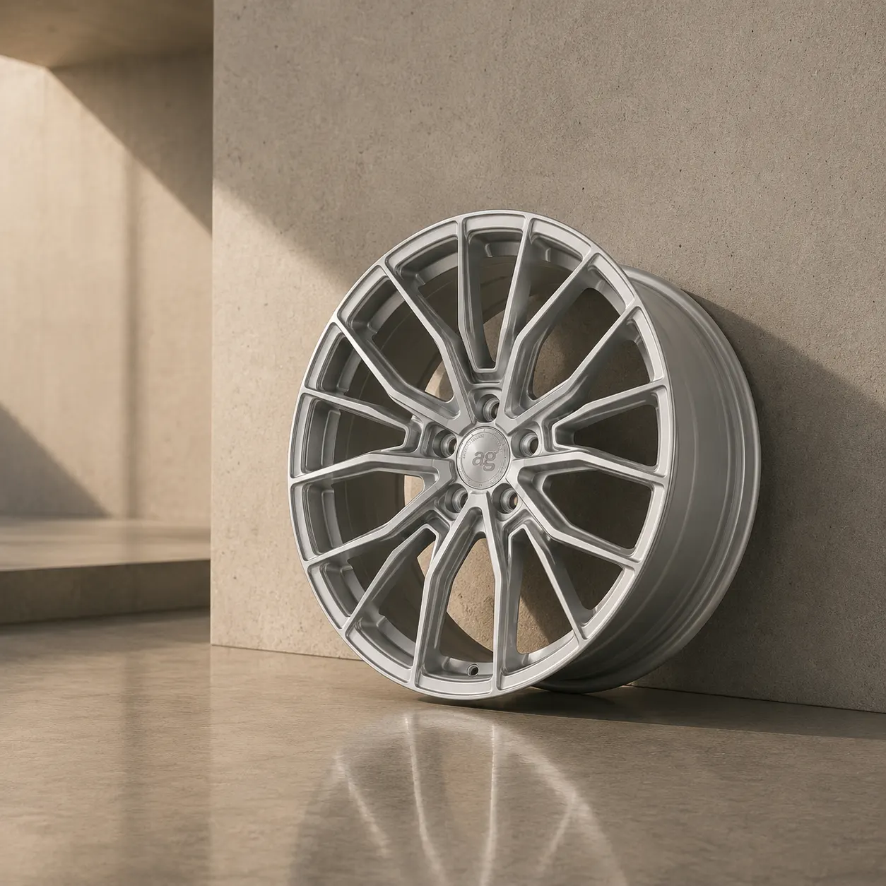 Close-up of a multi-spoke forged Avant Garde wheel